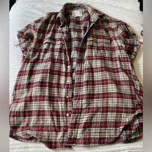R13 Cut-Off Flannel Plaid 'Japanese Fabric' Women's Shirt Small